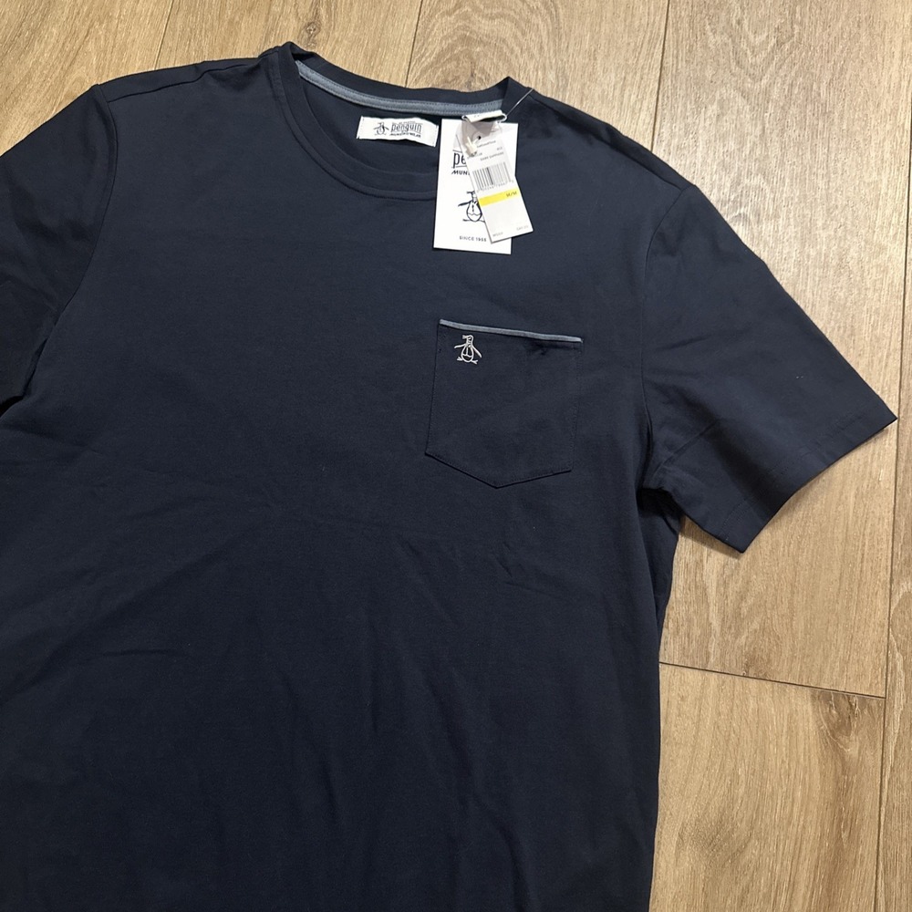 Penguin By Munsingwear Short Sleeve‎ Pocket Logo Tee Crew Neck Navy Medium